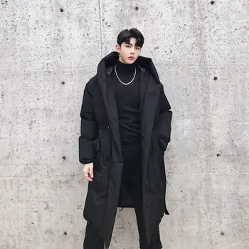 Hybskr Atsitiktinis Negabaritinių Tirštėti Šiltas Ilgas Parkas 2020 M. Žiemos Naujas Žmogus Korėjos Streetwear Gobtuvu Paltai Vyras Mada Drabužiai