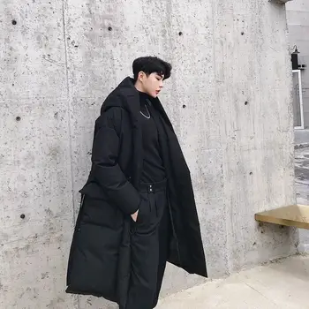 Hybskr Atsitiktinis Negabaritinių Tirštėti Šiltas Ilgas Parkas 2020 M. Žiemos Naujas Žmogus Korėjos Streetwear Gobtuvu Paltai Vyras Mada Drabužiai