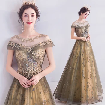 2020 naujas Mados Prabangių ilga Suknelė Kilnus Juoda Aukso Nėrinių Appliques Blizgančiais Grindų ilgio Ilgai Prom Oficialų Suknelė Chalatas De Soiree