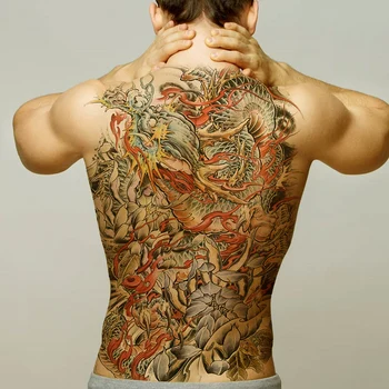 Pilnas atgal tatuiruotės Buda lojalumo Geiša dragon tiger karpis dizaino vyrų laikina tatuiruotė lipduko dydį, naujas body art mergina modelis
