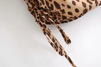 Moterų Mados Leopard Pusėje Raišteliu Sijonas Ponios Stilingas Derliaus Aukšto Juosmens-line Mini Plonas Sijonas Apsipirkti Kasdien Dėvėti