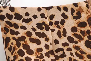 Moterų Mados Leopard Pusėje Raišteliu Sijonas Ponios Stilingas Derliaus Aukšto Juosmens-line Mini Plonas Sijonas Apsipirkti Kasdien Dėvėti