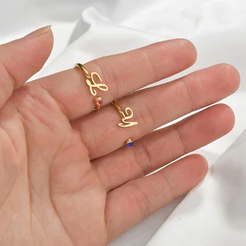 Individualizuotas Pradinio Pavadinimas Žiedai Moterų Vyrams Iš Nerūdijančio Plieno Crystal Reguliuojamas Vestuviniai Žiedai Unikalus Sužadėtuvių Dovanos