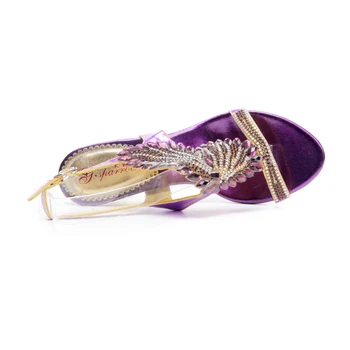 2019 Naujas Violetinis Drugelis Modelio kalnų krištolas Sandalai Didelių gabaritų Bohemiškas Stilius Storio su Moterų Batai
