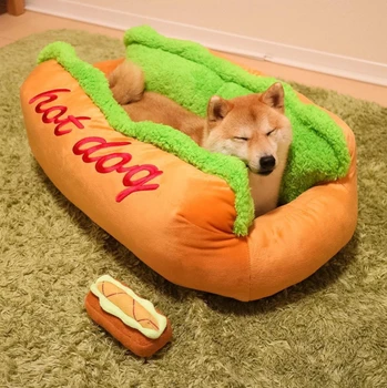 Hot Dog įvairaus Dydžio Didelių Šunų Ponaitis Lova Veislynas Kilimėlis Minkštas Pluošto šunelis Mažylis Šilta, Minkšta Lova Namas Produktas Šunų Ir Kačių