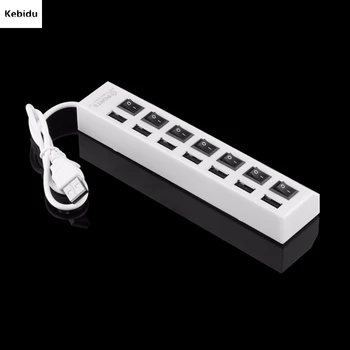 Kebidu USB 2.0 Koncentratorius 7-Port USB 2.0 su ON/OFF Bendrinimo Materialinės Paprastas Jungiklis Ergonomiškas Dizainas Nešiojamas KOMPIUTERIS