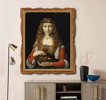 Mergina su Vyšnių Žinomų Naftos Tapybos Vinci Drobės Tapybos, Kaligrafijos Meno Namų Dekoro Sienos Meno Nuotrauką Kambarį Bažnyčia