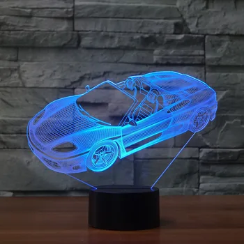 [Septynių Neon]nemokamas Pristatymas automobilius formos Akrilo 7Colors Stalo Lempos 3D Lempos Naujovė dovana Led Nakties Šviesos Millennium Falcon Šviesos