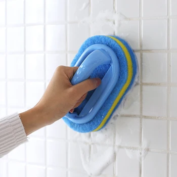 Virtuvės valymo vonios tualeto virtuvės stiklo plytelių, sienų valymo, nukenksminimo teptuku vonia teptuku plastikinė rankena kempinė