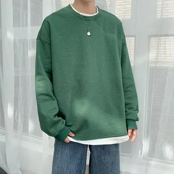 Vyriškų megztinių 2021 m. pavasarį, rudenį naujų vientisos spalvos prarasti atsitiktinis apvalios kaklo vyrų netikrą dvi didelės dydis M-5XL jaunimo vyrų drabužiai.