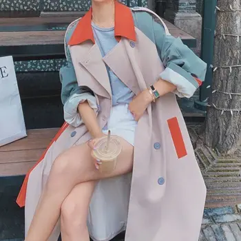 Moterų tranšėjos paltai Mados Rudenį, Žiemą atsitiktinis medvilnės su daugiau nei dydis derliaus ilgi paltai paltai Viršuje dvigubo breasted outwear