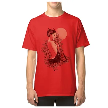 Japonija Stiliaus Geiša Print T-shirt Vyrams Medvilnės Viršūnes & Tees Moterų Prabangus Dizaino Marškinėlius Užsakymą Naujausias Marškinėliai trumpomis Rankovėmis