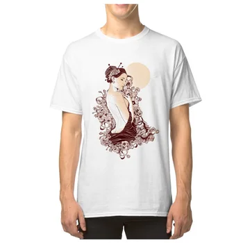 Japonija Stiliaus Geiša Print T-shirt Vyrams Medvilnės Viršūnes & Tees Moterų Prabangus Dizaino Marškinėlius Užsakymą Naujausias Marškinėliai trumpomis Rankovėmis