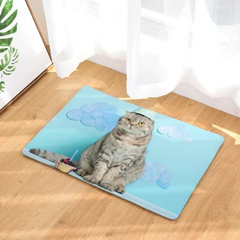 Šiaurės INS stilius, spausdinta durų kilimėlis Katė animacinių filmų kilimų augalų kilimėlis miegamojo durų lova padengta antklodė