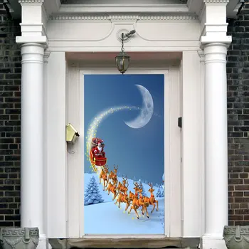SMT031 Kalėdų, laimingų naujųjų metų, Kalėdų Senelis ir sniego žmogus Kalėdų lauko apdailos lipdukas 77cm*200cm