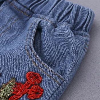 PT010 Vaikai Nustatyti drabužių mergaitės iš 2 elementų marškinėliai topai +džinsai su gėlių modelio vasaros rudens drabužių mažmeninės prekybos