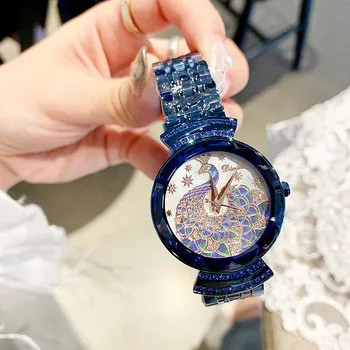Naujas Nerūdijančio Plieno Diržas moterims Žiūrėti Prabangos Prekės Povas ponios Laikrodžiai Kvarciniai rankiniai laikrodžiai relogio Aukščiausios Kokybės Originalus Žiūrėti