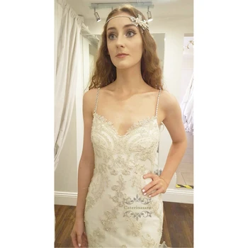 Chalatas de mariage Mermaid Princesė Vestuvių Suknelė Nėrinių Appliques Puošnios Nuotakos Suknelės Derliaus Brangioji Vestuvių Suknelės