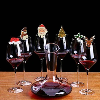 Naujas 10vnt/daug Mini Kalėdų Dekoracijas Skrybėlės Šampano Stiklo Dekoras Namuose Šalies Stalo Ornamentas Naujųjų Metų 2021