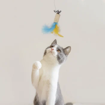 Naminių Gyvūnėlių, Kačių Žaislas Juokinga Bell Plunksnų Ruožas Meškere Žaisti Magic Wand 