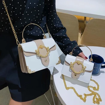 Elegantiškas Femael Metalo Žiedą Nešti maišą 2021 Mados Naujų Kokybės PU Oda Moterų Dizaineris Rankinės Grandinės Petį krepšys