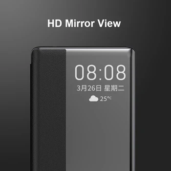 Smart Veidrodis HD Aiškiai Matyti Telefoną Atveju Huawei 30 Pro Prabanga PU Odos Auto Pažadinti Ramybės Telefoną Atveju Huawei Mate Pro 30