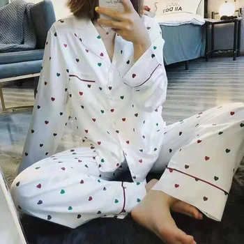Vasarą naujų ilgomis rankovėmis pižama kostiumas sleepwear Mados seksualus spausdinami namų paslauga Šilkiniai patogi pižama