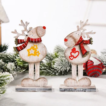 1PC Kalėdų Briedžių Medienos Surinkimo Dažytos Dekoravimas Ornamentais Surinkti Dovanų