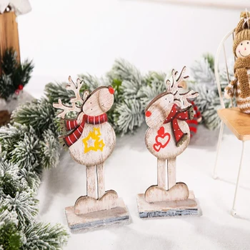 1PC Kalėdų Briedžių Medienos Surinkimo Dažytos Dekoravimas Ornamentais Surinkti Dovanų