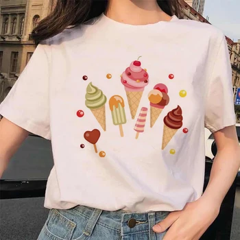 2021 Moterų vasaros atsitiktinis Balta O kaklo T-shirt Harajuku Mados Kawaii Gatvės Mėgėjams korėjos trumpas rankovės marškinėliai Drabužių Viršūnės