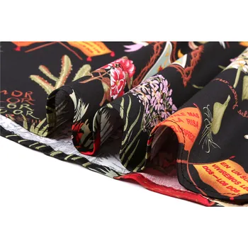 Medvilnės Black Midi Tunika Sijonas 2020 M. naujokų Vasaros Gėlių Spausdinti Seksualus, Elegantiškas 50s 60s Retro Vintage Moterų Sijonai Plius Dydis