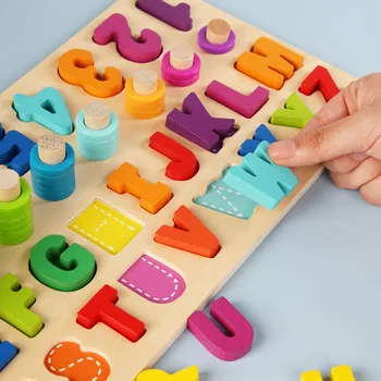 Ankstyvojo Lavinimo Žaislas Montessori Ugdymo Mediniai Žaislai vaikams Valdybos Matematikos Žvejybos Skaičius Numerių Atitikimo Skaitmeninės Formos Rungtynės