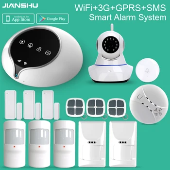 3G wifi Signalizacijos Sistema, WIFI, GPRS, SMS Namų signalizacijos dirbti su 720P wifi IP kameros Augintinio imunitetą PIR detektorius, jutiklis