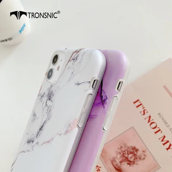Tekstūros Marmuro Telefono dėklas skirtas iPhone 11 Pro Max Soft Prabanga Žalioji Mada Violetinė Matinis Geometrinis 