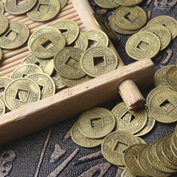 100VNT Senovės Kinų Feng Shui Pasisekė Monetos Laimę Drakonas ir Feniksas Antikvariniai Turto ir Pinigų Surinkimo Dovana 10mm