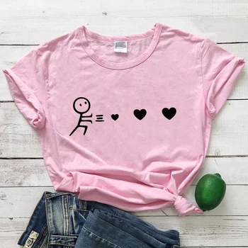 Meilė Širdies formos varomas Kung fu Marškinėliai hipster Moterų Mados Cool Idėja Dovanų Tshirts Juokinga Tee marškinėliai Camisetas Mujer viršūnės