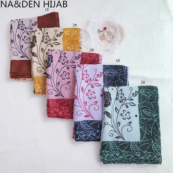 Prabangūs 5 Spalvų Gėlių spausdinti hijab spalvingas paprasto kietojo šalikas šalikai mados Musulmonų lankelis populiarus hijab 10vnt/daug Karšto Pardavimo