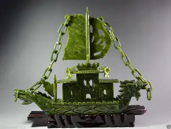 Kinijos, Natūralus Jade Ranka Raižyti Dragon Smilkalų statula Drakono Laivas