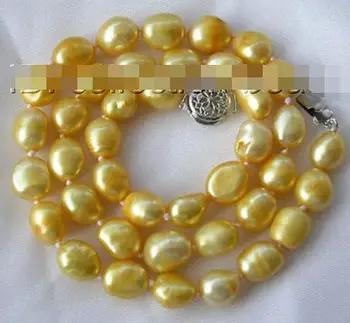 Apsvaiginimo 8-9mm baroko aukso gėlo vandens dirbtiniu būdu išaugintų perlų vėrinį m88