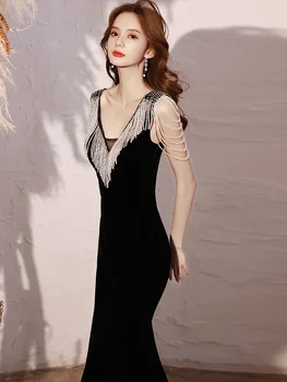 Prabangus Blizgučiai Appliques Elegantiškas Banketų Dress Lady Kutas Apdaila Temperamentas Vakare Šalis Suknelė Naujovė Undinė Suknelės