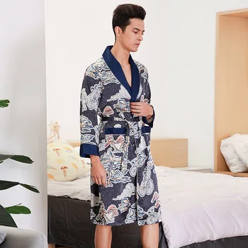 2021 Naujas pyjama vyrų vasaros plonas megztinis ledo šilko skraiste šilko verpimo prarasti chalatas namų drabužiai