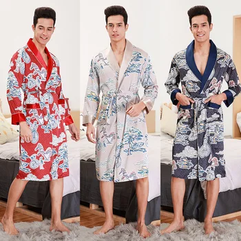 2021 Naujas pyjama vyrų vasaros plonas megztinis ledo šilko skraiste šilko verpimo prarasti chalatas namų drabužiai