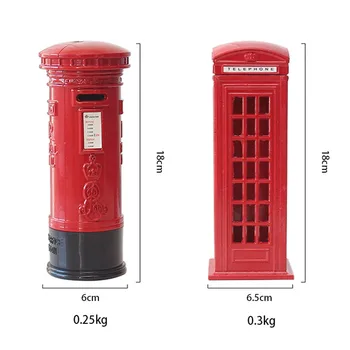Senosios mokyklos retro kiaule taupykle pinigų klasikinis Britų stiliaus telefono būdelė Amerikos skambinkite Pašto dėžutę Londone pašto dėžutę apdaila