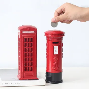 Senosios mokyklos retro kiaule taupykle pinigų klasikinis Britų stiliaus telefono būdelė Amerikos skambinkite Pašto dėžutę Londone pašto dėžutę apdaila