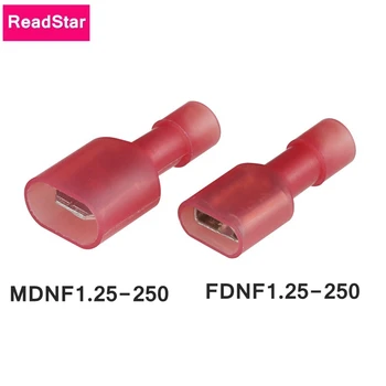 ReadStar 500PCS/DAUG FDFN1.25-250 Nailono izoliuota jungtis moterys 0.8x6.35 terminalus greitai jungties adapteris Red kištukas
