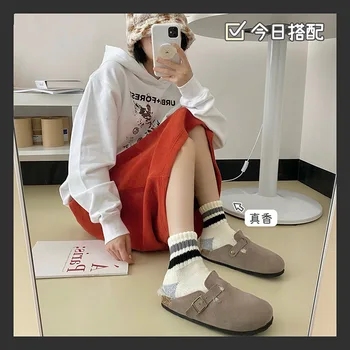 Korėjos versija moterų kojinės akademijos stiliaus, du barai storio su kašmyro sporto kojinės rudens žiemos medvilnės rankšluostį apačioje