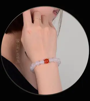 Dizaineris raudoną ličiai vieną žiedą, Apyrankę vieno žiedo Buda karoliukų vertus string sertifikatą, bižuterijos dovana