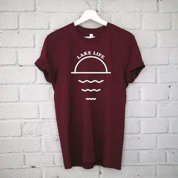 Medvilnė didelis guality drabužių Ežero Life T-Shirt, Ežero tee, Plaukiojimas clothin, Kempingas Marškinėliai juokinga Atostogų Marškinėliai-F080