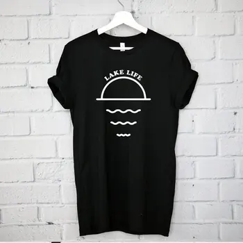 Medvilnė didelis guality drabužių Ežero Life T-Shirt, Ežero tee, Plaukiojimas clothin, Kempingas Marškinėliai juokinga Atostogų Marškinėliai-F080