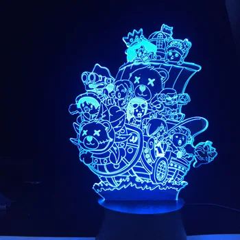 One Piece Anime 3D Naktį Lempa LED Spalvų Keitimas Žibintai Otaku Kalėdų Dovana, Miegamojo, Stalo, Stalo Apdailos Vaikai Lovos